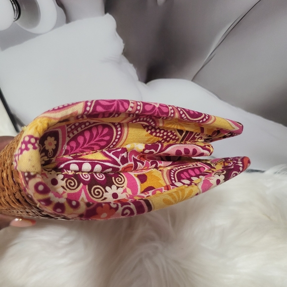 Vera Bradley Women’s Tiki Clutch Bali Gold Sz M Floral Chunky Coco Shell Button - Picture 3 of 8